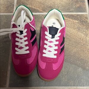 Women's Magenta Mesh Sneakers with Black Accent - Unbranded